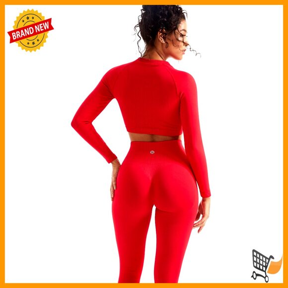 Seamless Workout Set Butt Lifting Leggings Crop Top Yoga Gym Activewear